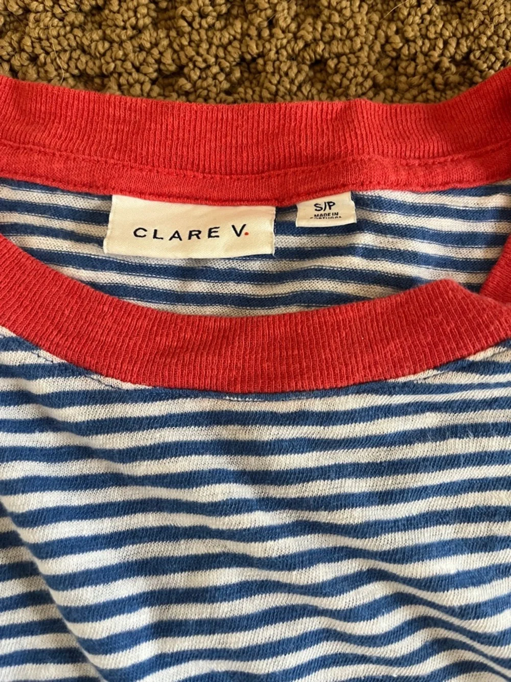 Clare V. Blue/Cream Mini Stripe Long Sleeve - S - Picture 3 of 7